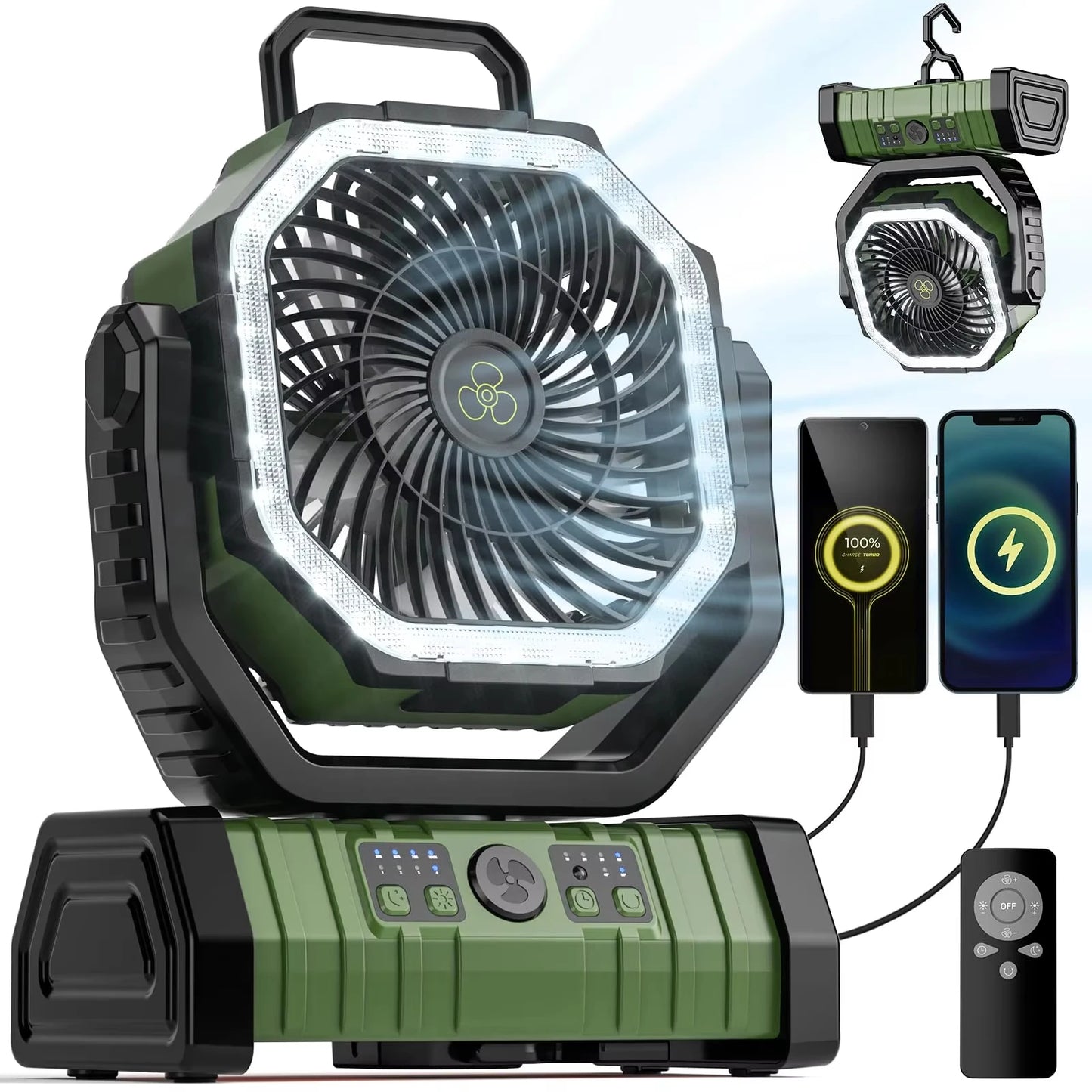 Portable Outdoor Fan with Rechargeable Battery for Camping & Picnics