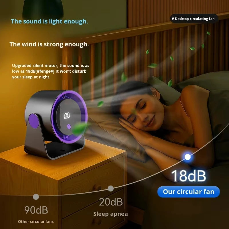 Ultra-Quiet Rechargeable Desktop Fan