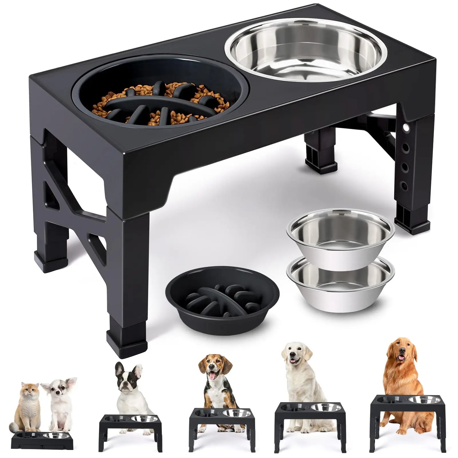 Adjustable Raised Pet Dog Slow Feeder