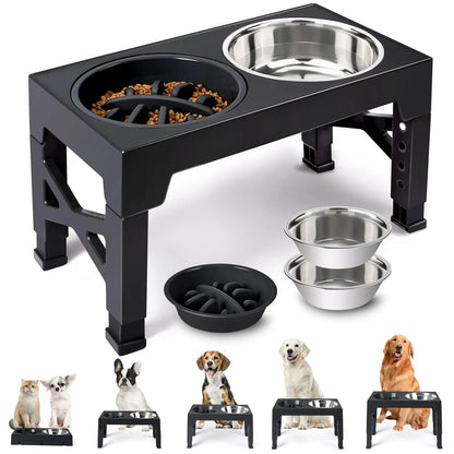 Adjustable Raised Pet Dog Slow Feeder