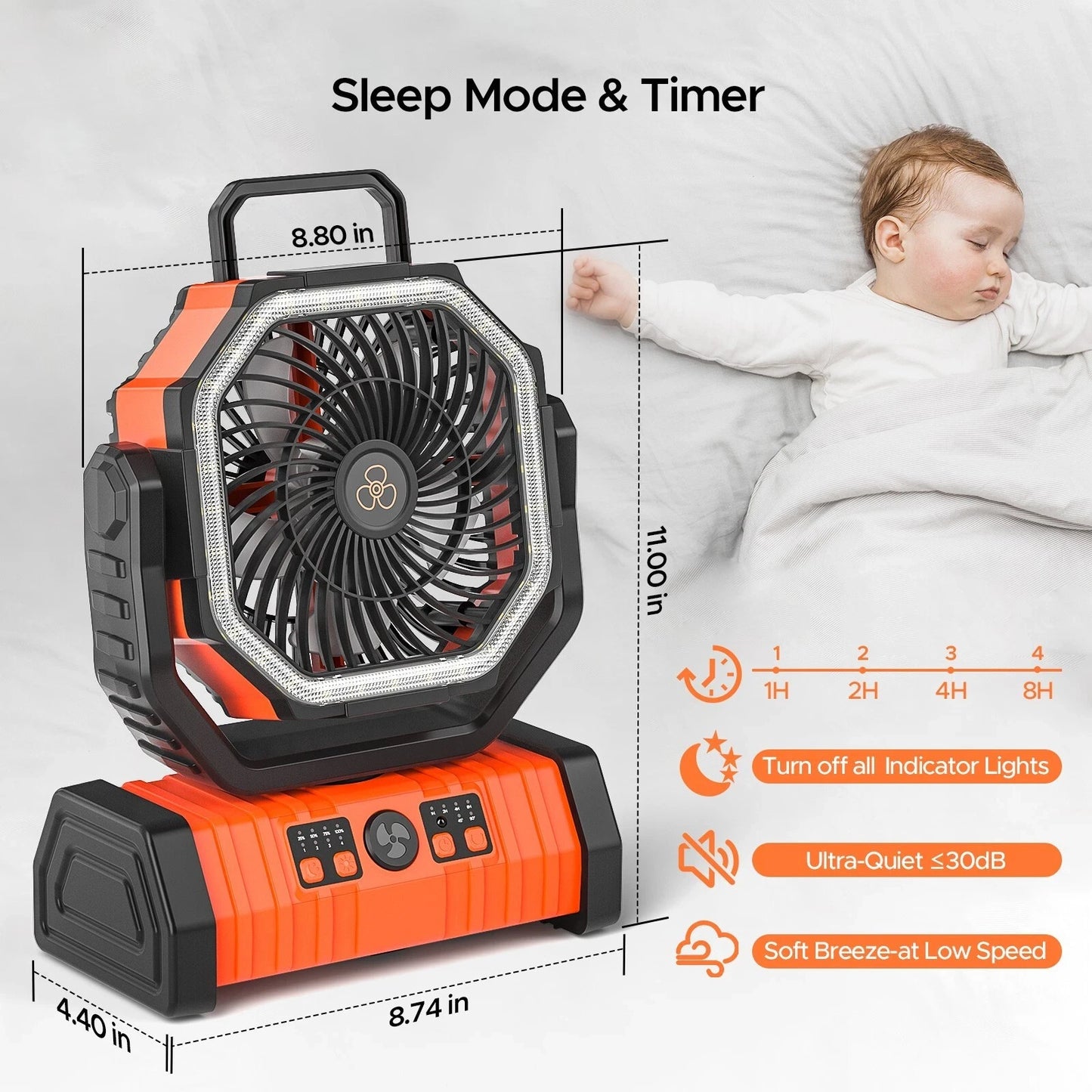 Portable Outdoor Fan with Rechargeable Battery for Camping & Picnics