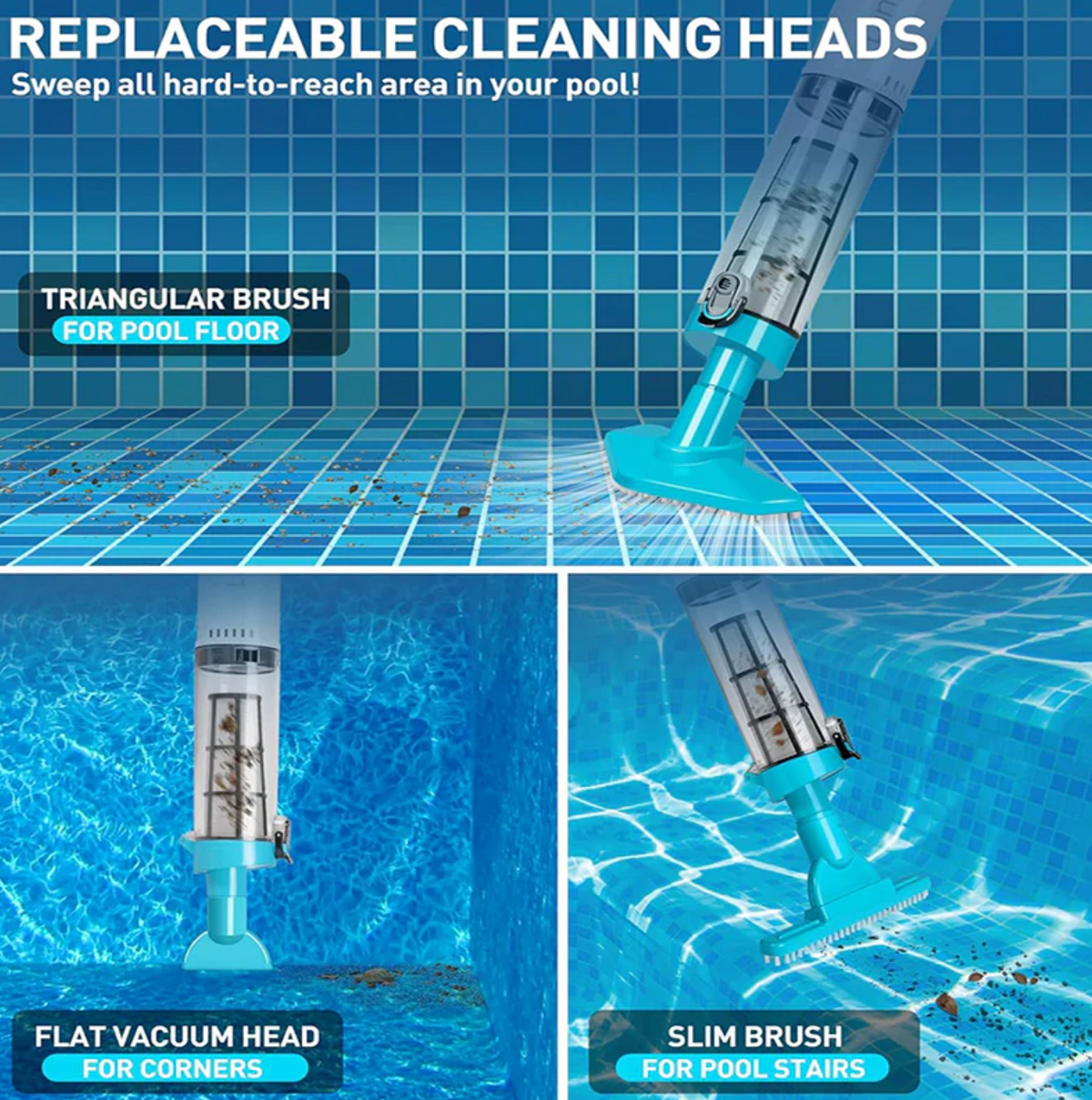 3 in 1 Cordless Rechargeable Pool Vacuum Cleaner