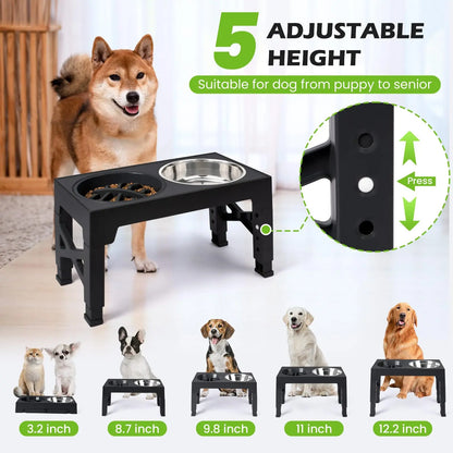 Adjustable Raised Pet Dog Slow Feeder